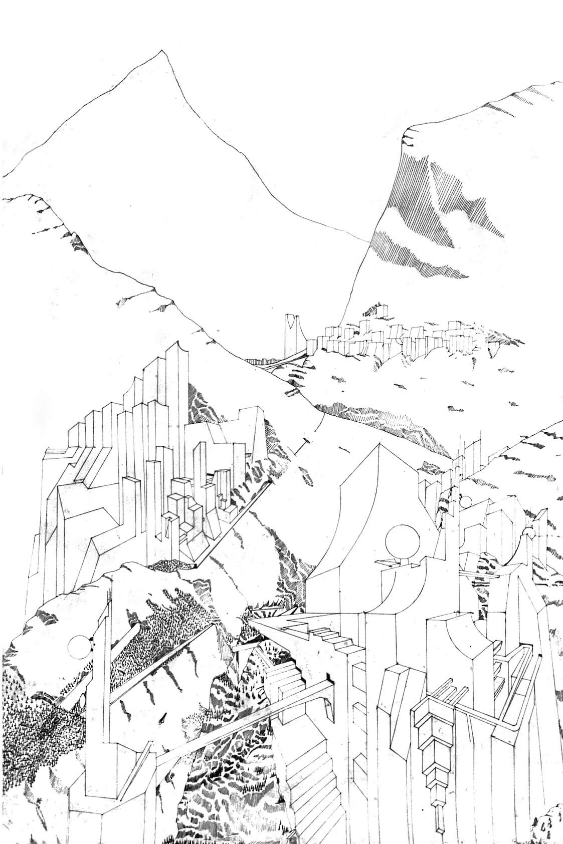 Paolo Scoppola drawing abstract town